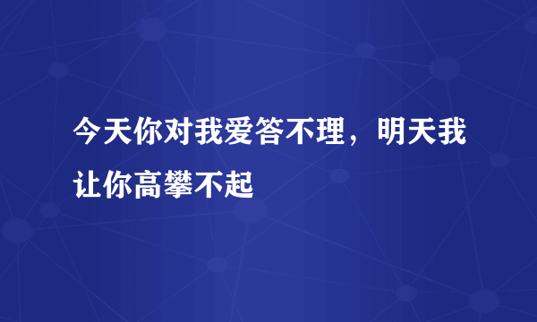 今天你对我爱答不理，明天我让你高攀不起