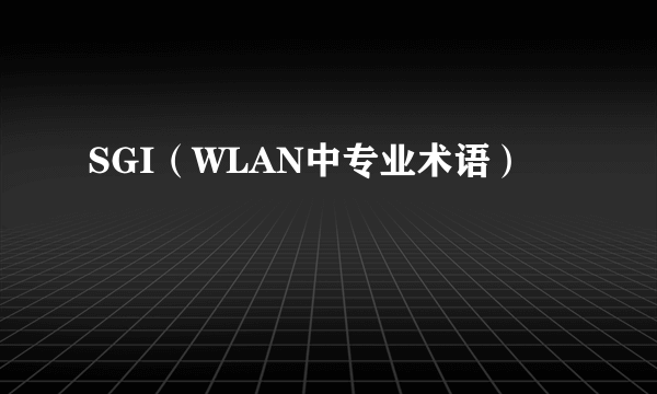 SGI（WLAN中专业术语）