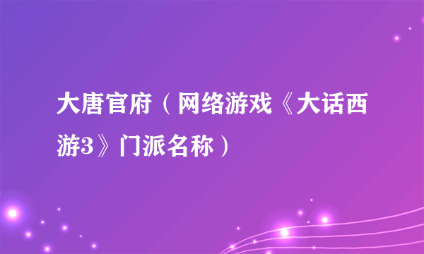 大唐官府（网络游戏《大话西游3》门派名称）