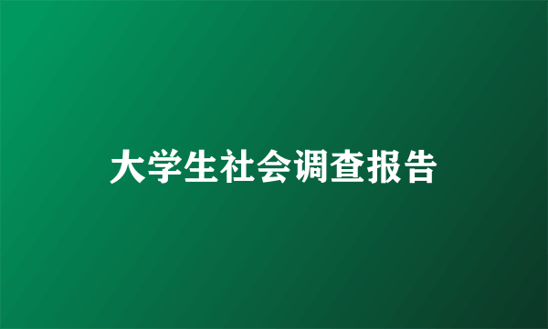 大学生社会调查报告
