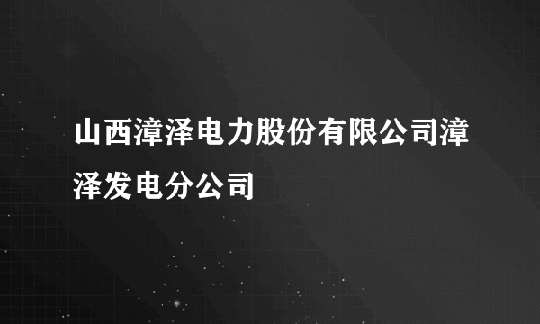山西漳泽电力股份有限公司漳泽发电分公司