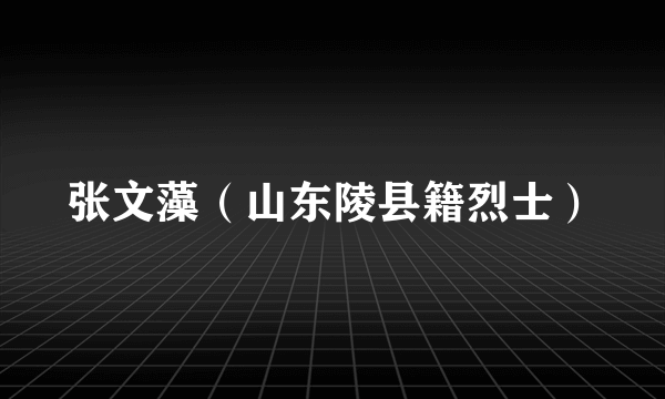 张文藻（山东陵县籍烈士）