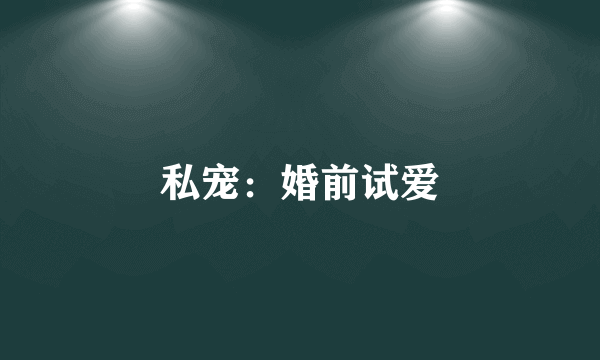 私宠：婚前试爱