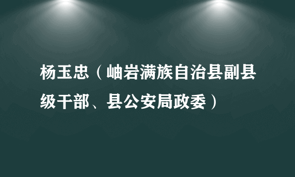 杨玉忠（岫岩满族自治县副县级干部、县公安局政委）
