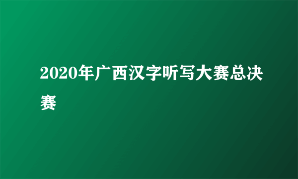 2020年广西汉字听写大赛总决赛