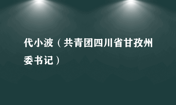 代小波（共青团四川省甘孜州委书记）