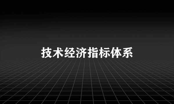 技术经济指标体系