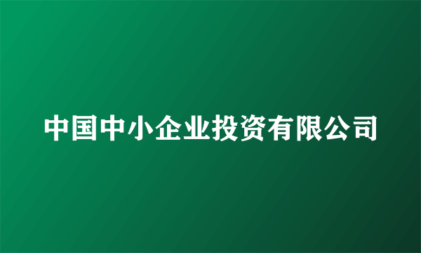 中国中小企业投资有限公司