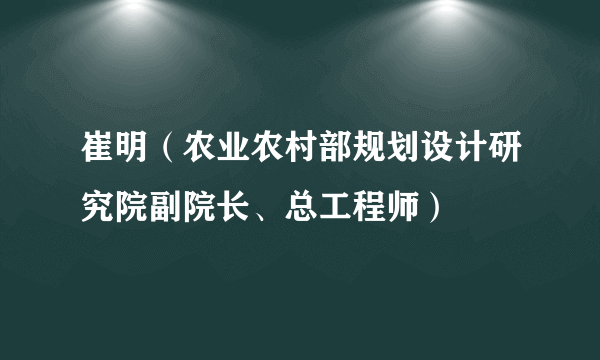 崔明（农业农村部规划设计研究院副院长、总工程师）