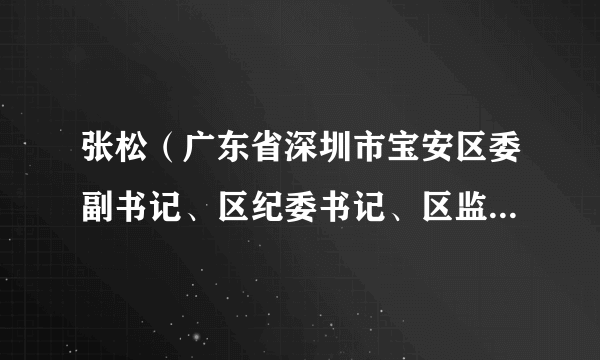 张松（广东省深圳市宝安区委副书记、区纪委书记、区监委主任、区委巡察工作领导小组常务副组长）