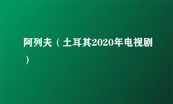 阿列夫（土耳其2020年电视剧）