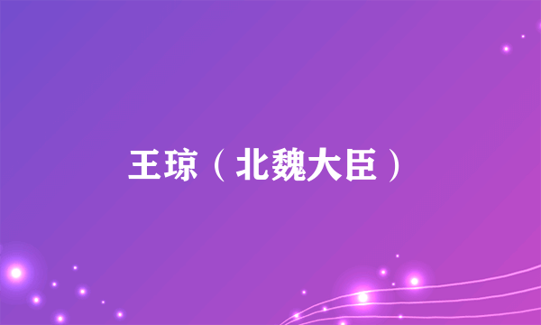 王琼（北魏大臣）