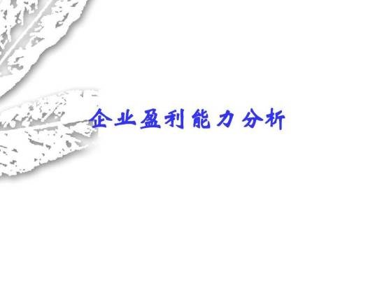 企业盈利能力分析