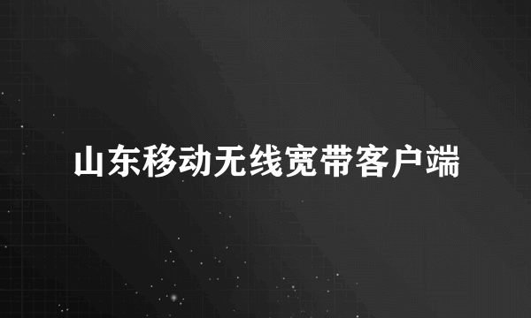 山东移动无线宽带客户端
