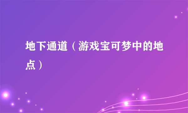 地下通道（游戏宝可梦中的地点）