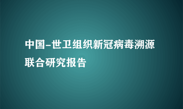 中国-世卫组织新冠病毒溯源联合研究报告