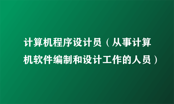 计算机程序设计员（从事计算机软件编制和设计工作的人员）