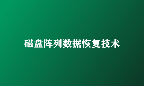 磁盘阵列数据恢复技术