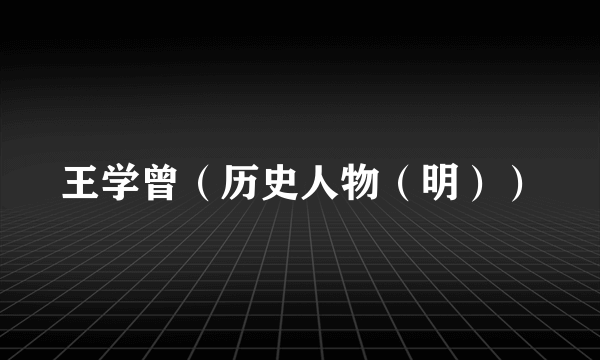 王学曾（历史人物（明））