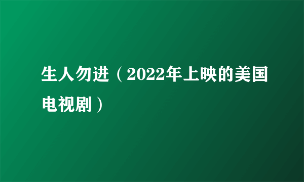 生人勿进（2022年上映的美国电视剧）