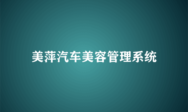 美萍汽车美容管理系统