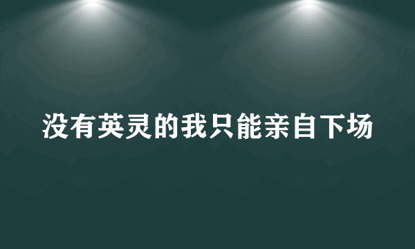 没有英灵的我只能亲自下场