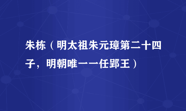 朱栋(明太祖朱元璋第二十四子,明朝唯一一任郢王)