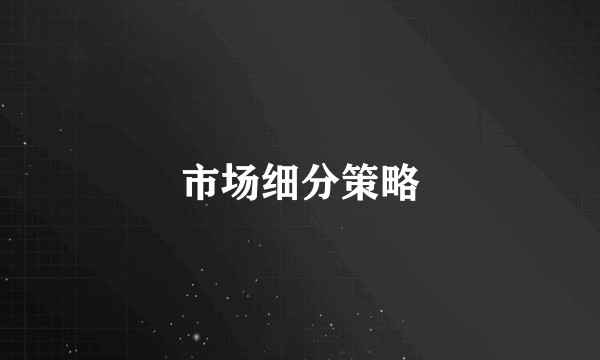 市场细分策略